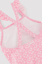 BAÑADOR ESTAMPADO ROSA CON VOLANTES