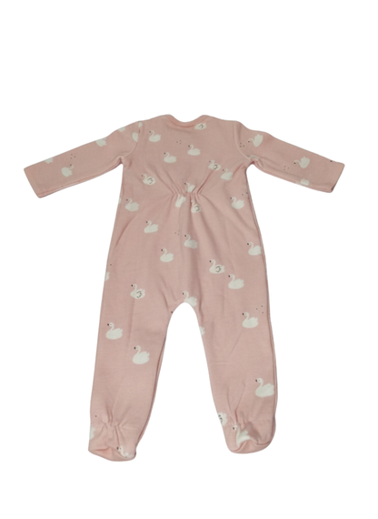 PELELE DE MANGA LARGA ROSA CON ESTAMPADO DE CISNES