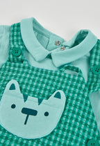 CONJUNTO DE PUNTO DE CUADROS VERDE