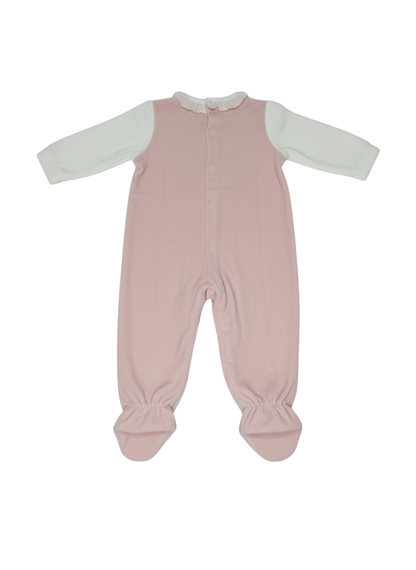 PELELE DE MANGA LARGA ROSA Y BLANCO CON CONEJITO Y ESTRELLA