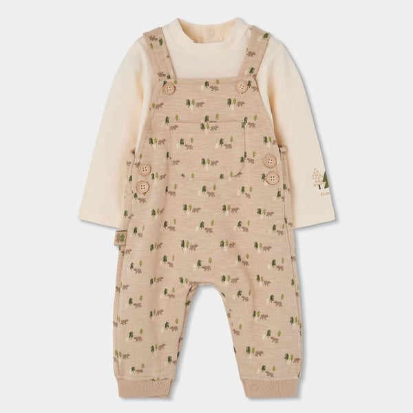 CONJUNTO DE PUNTO PARA BEBÉ CON PETO CRUDO
