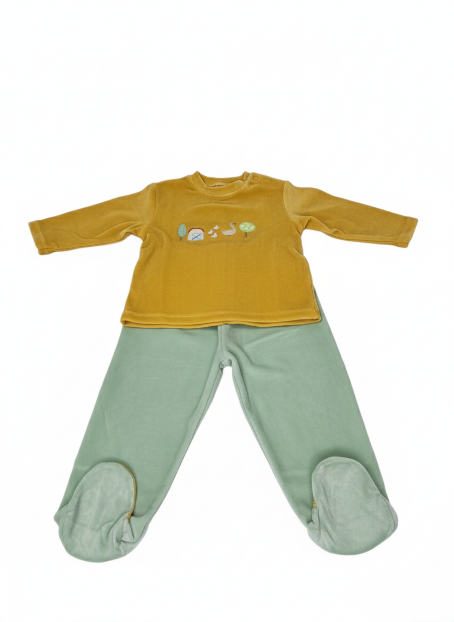 CONJUNTO DE DOS PIEZAS DE ALGODÓN CON BORDADO DE GRANJA