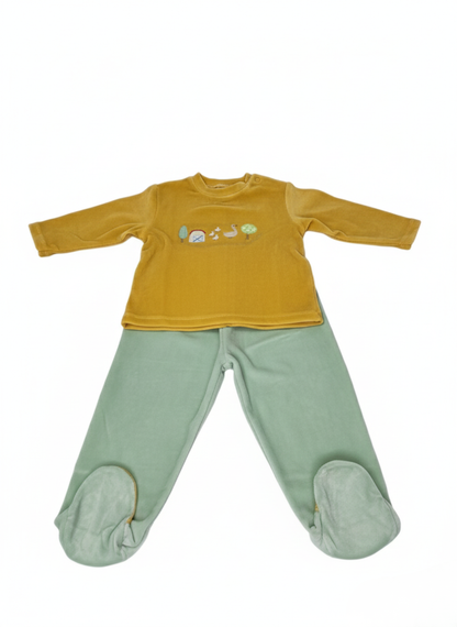 CONJUNTO DE DOS PIEZAS DE ALGODÓN CON BORDADO DE GRANJA