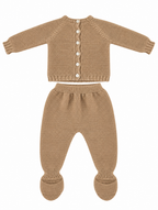CONJUNTO DE PUNTO PARA BEBÉ CON POLAINA HUESO