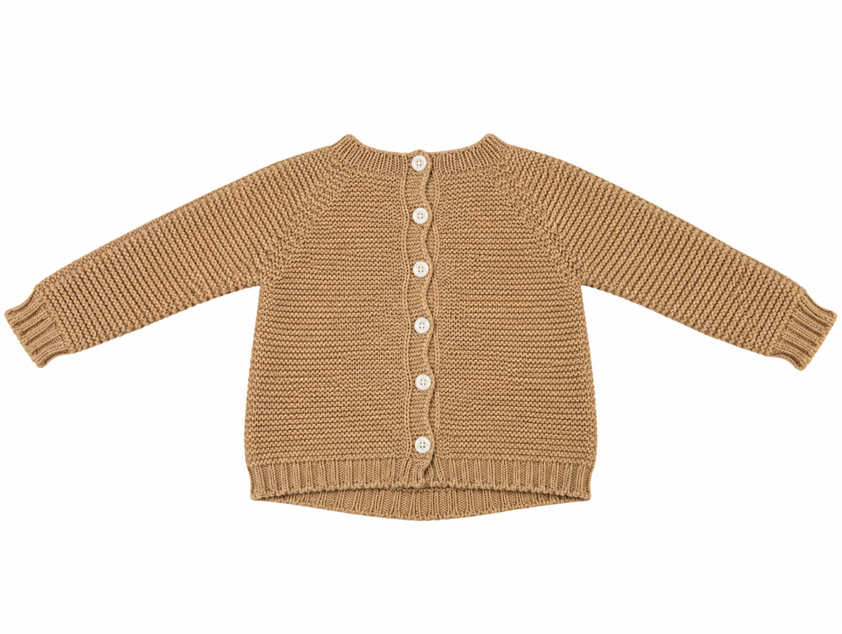 CONJUNTO DE PUNTO PARA BEBÉ CON POLAINA HUESO