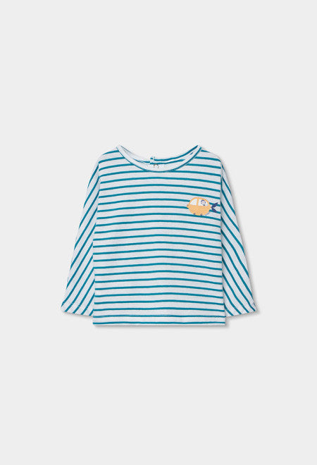 CAMISETA DE PUNTO LISTADO COLOR LAGUNA