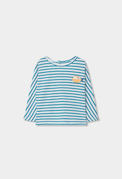 CAMISETA DE PUNTO LISTADO COLOR LAGUNA