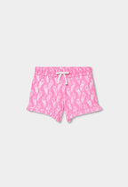 SHORT DE PUNTO CON ESTAMPADO DE PÁJAROS