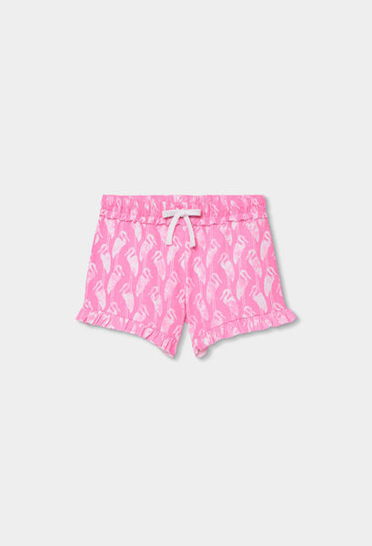 SHORT DE PUNTO CON ESTAMPADO DE PÁJAROS