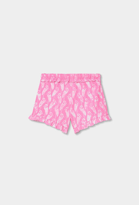 SHORT DE PUNTO CON ESTAMPADO DE PÁJAROS