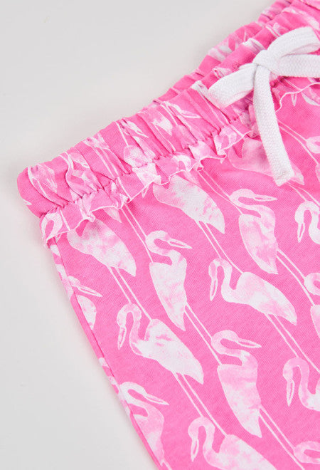 SHORT DE PUNTO CON ESTAMPADO DE PÁJAROS