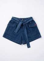 PANTALÓN VAQUERO CORTO NIÑA CON LAZO