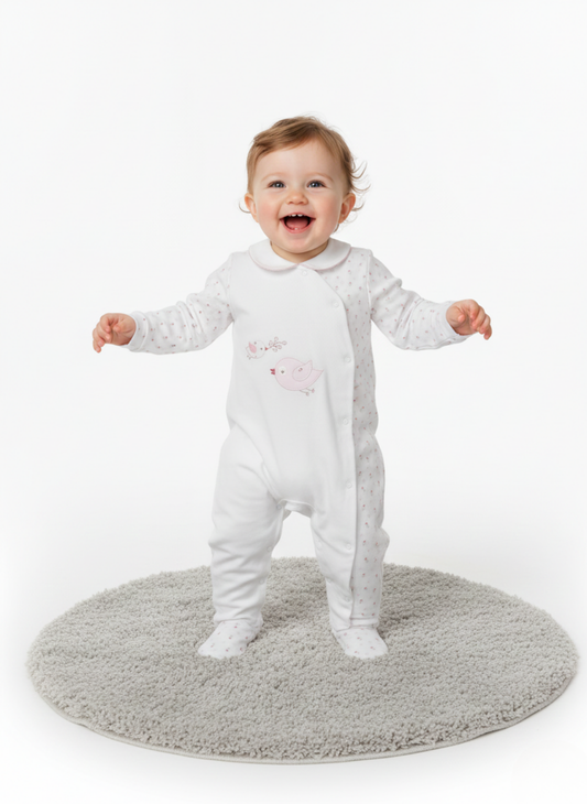 PELELE DE MANGA LARGA BLANCO CON ESTAMPADAO DE PÁJAROS