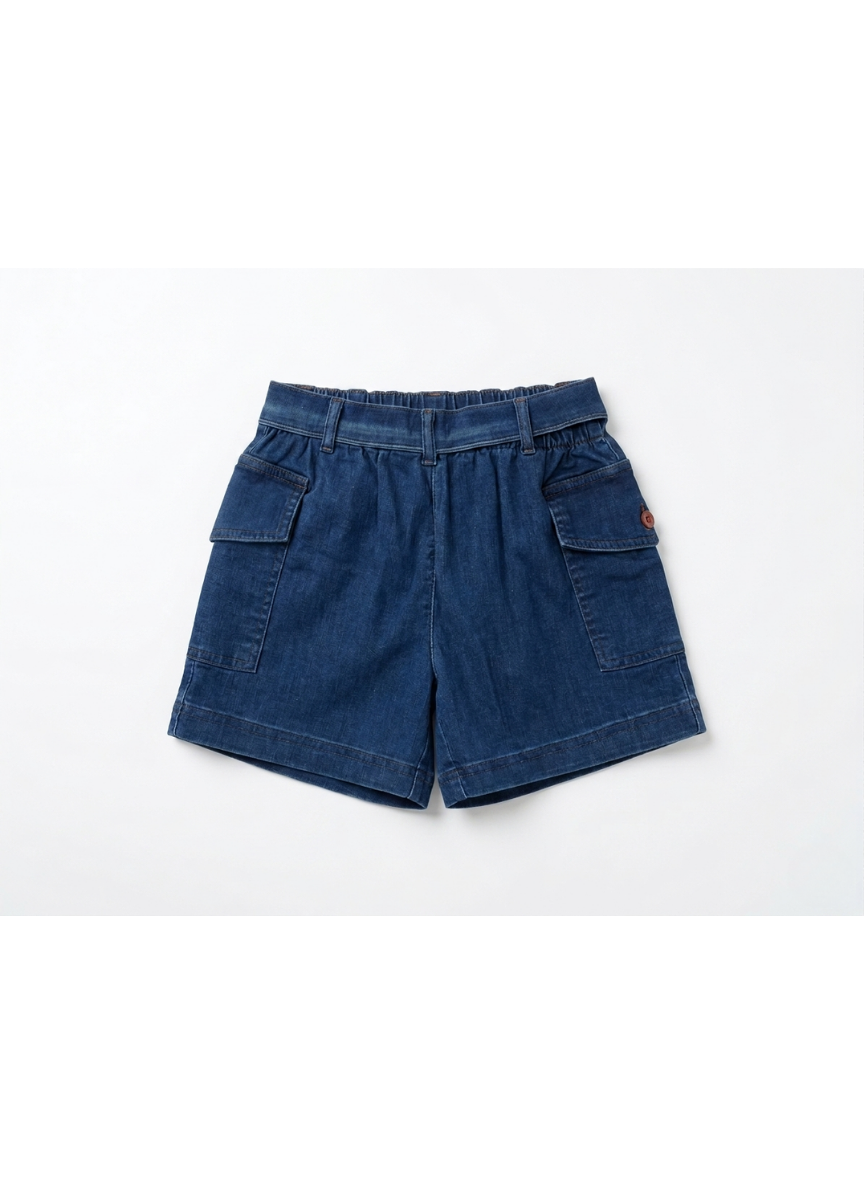 PANTALÓN VAQUERO CORTO NIÑA CON LAZO