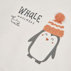 CONJUNTO DE PUNTO PARA BEBÉ PINGÜINO BLANCO
