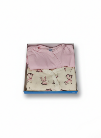 PACK DE DOS PELELES: ROSA LISO Y CON ESTAMPADO DE CONEJITOS