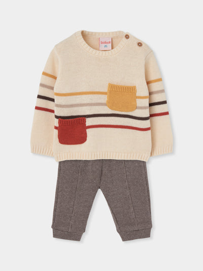 CONJUNTO DE PUNTO CON JERSEY PARA BEBÉ CON BOLSILLOS