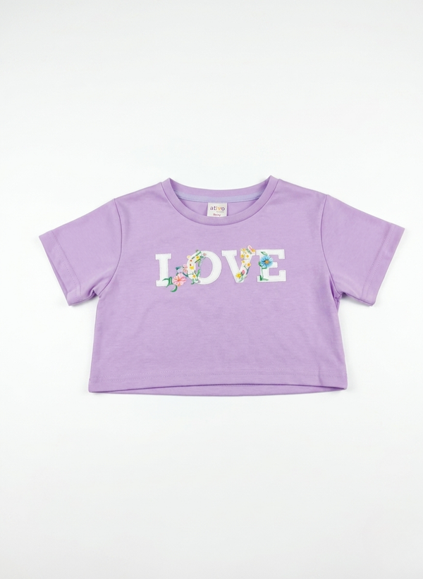 CAMISETA DE MANGA CORTA LOVE CON FLORES
