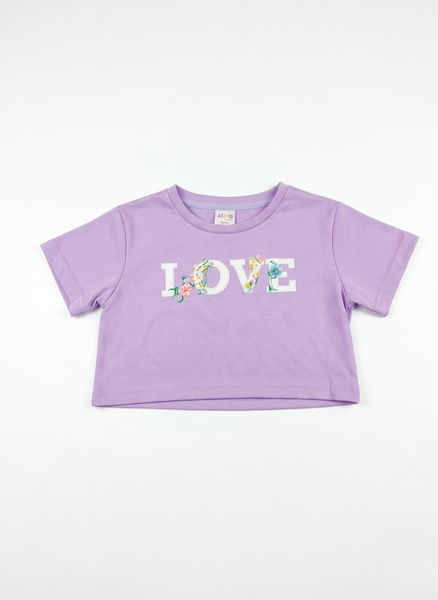 CAMISETA DE MANGA CORTA LOVE CON FLORES