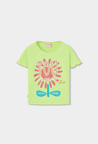CAMISETA DE PUNTO VERDE CON FLOR