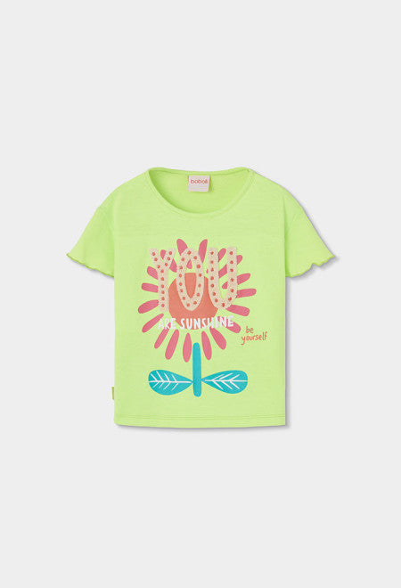 CAMISETA DE PUNTO VERDE CON FLOR