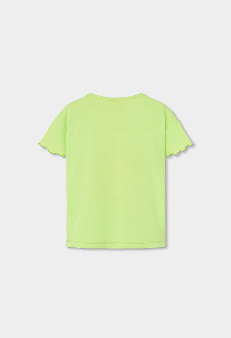 CAMISETA DE PUNTO VERDE CON FLOR