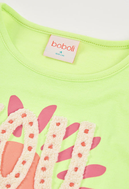 CAMISETA DE PUNTO VERDE CON FLOR