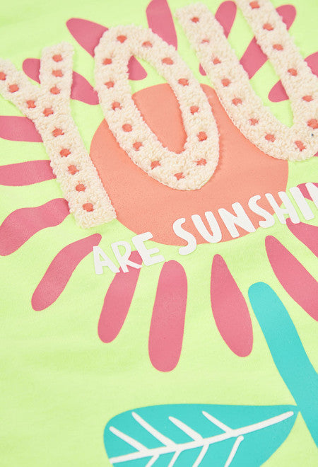 CAMISETA DE PUNTO VERDE CON FLOR