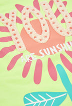 CAMISETA DE PUNTO VERDE CON FLOR