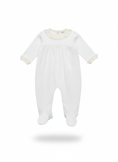 PELELE MANGA LARGA CRUDO CON VOLANTES DE ENCAJE