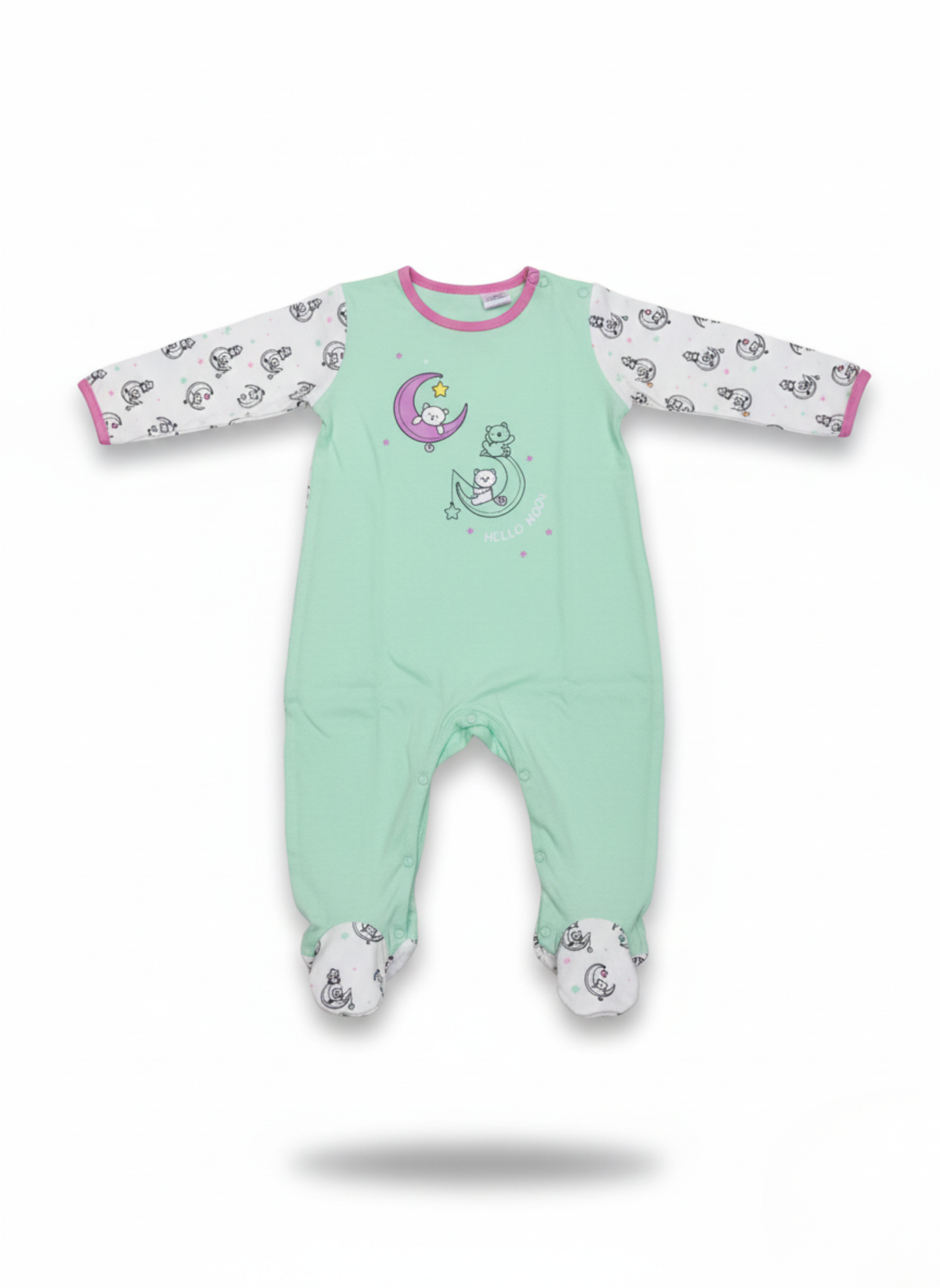 PELELE DE MANGA LARGA VERDE CON OSITOS "HELLO MOON"