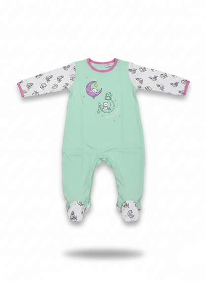 PELELE DE MANGA LARGA VERDE CON OSITOS "HELLO MOON"