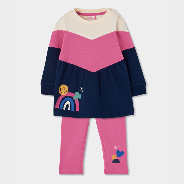 CONJUNTO DE PUNTO COMBINADO ROSA