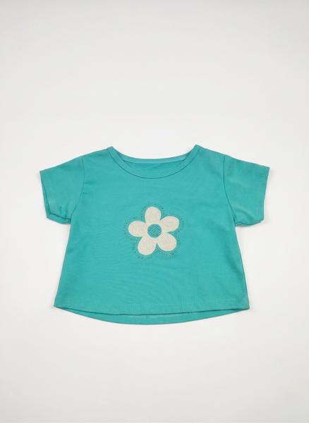 CAMISETA DE MANGA CORTA AZUL CON FLOR