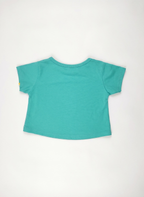 CAMISETA DE MANGA CORTA AZUL CON FLOR