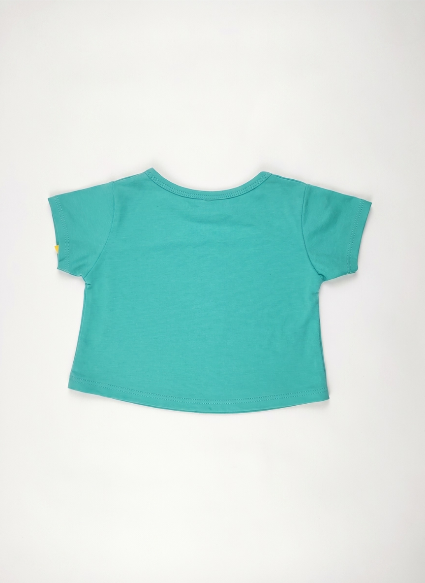 CAMISETA DE MANGA CORTA AZUL CON FLOR