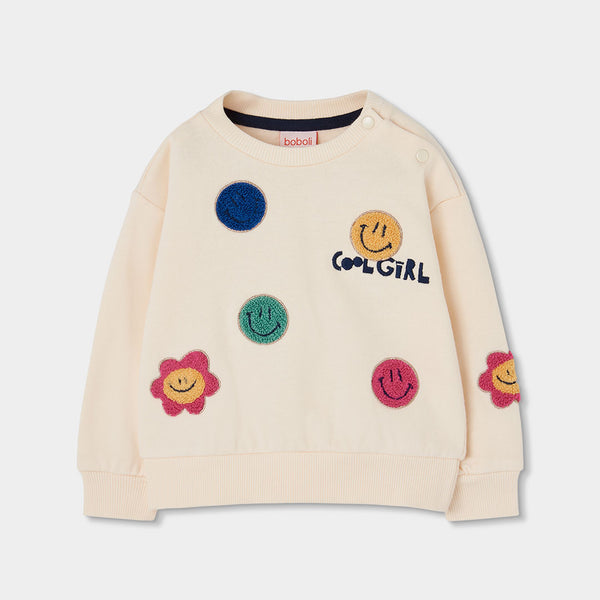 SUDADERA DE FELPA PARA NIÑA CON CARITA FELIZ