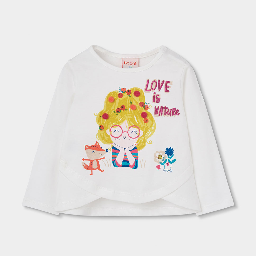 CAMISETA DE PUNTO PARA NIÑA LOVE IS NATURE