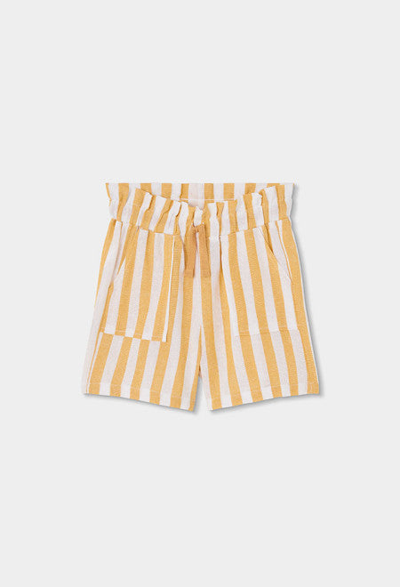 BERMUDAS DE LINO LISTADAS AMARILLAS