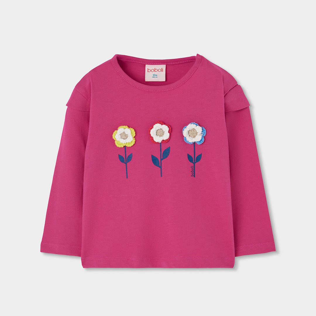 CAMISETA DE PUNTO DE MANGA LARGA MARGARITAS