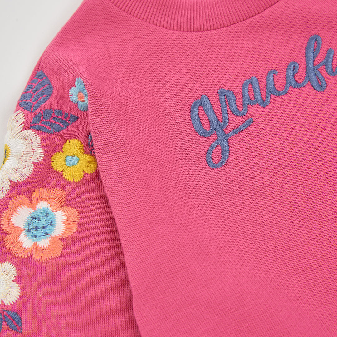 SUDADERA DE FELPA DE MANGA LARGA CON FLORES