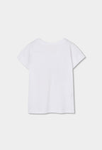 CAMISETA DE PUNTO BLANCO CON CHICA MASCANDO CHICLE