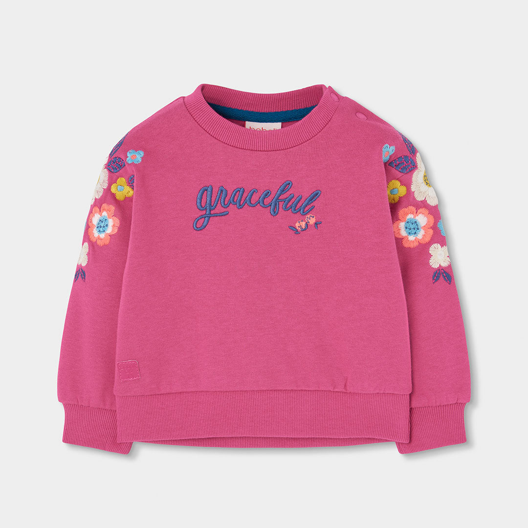 SUDADERA DE FELPA DE MANGA LARGA CON FLORES