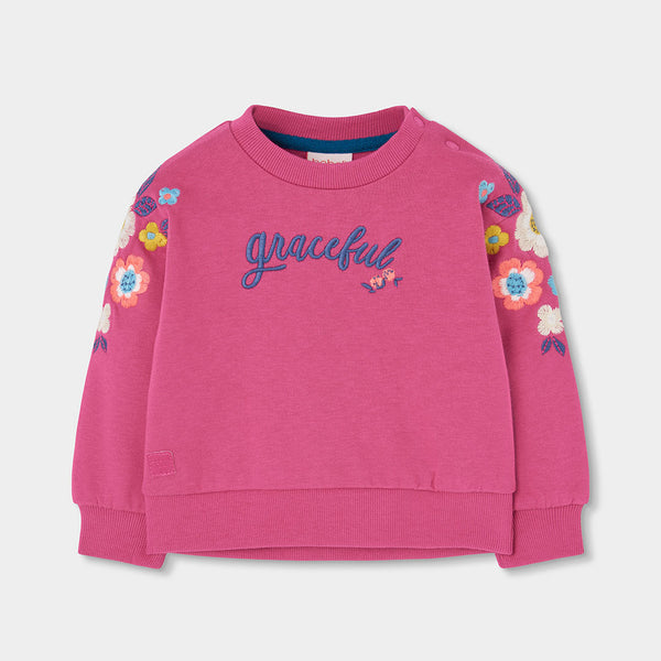 SUDADERA DE FELPA DE MANGA LARGA CON FLORES