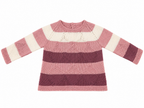 CONJUNTO DE PUNTO PARA BEBÉ CON POLAINA ROSA Y BURDEOS