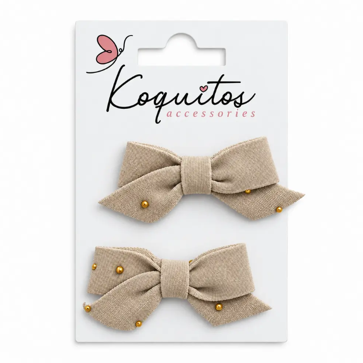 PACK DE 2 PINZAS MOTEADAS DE ORO CAMEL