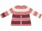 CONJUNTO DE PUNTO PARA BEBÉ CON POLAINA ROSA Y BURDEOS