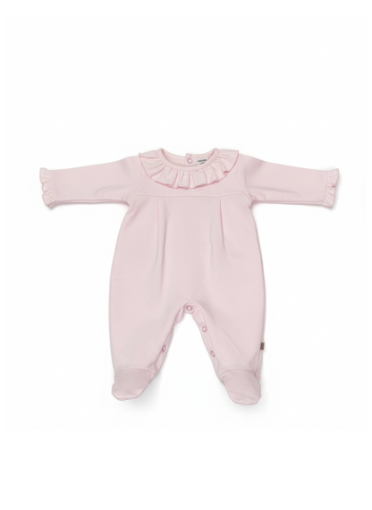 PELELE DE MANGA LARGA ROSA PASTEL CON CUELLO DE VOLANTE