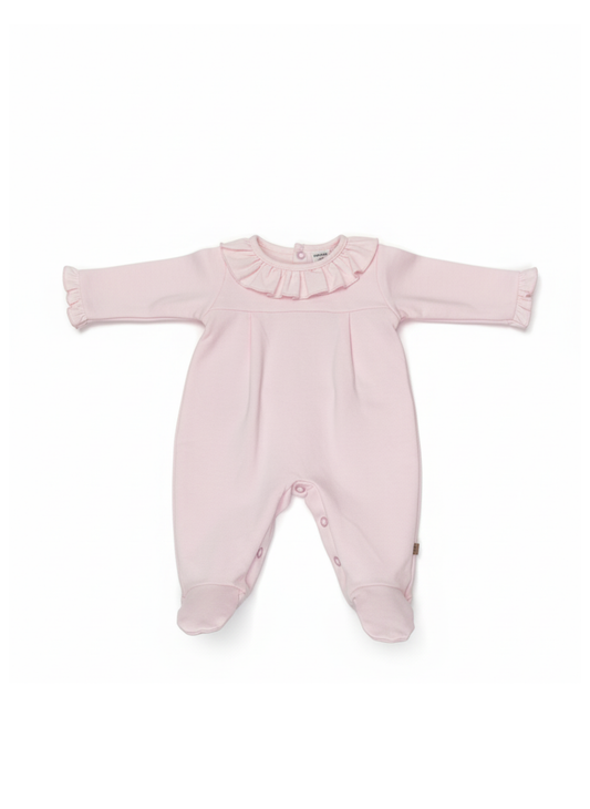 PELELE DE MANGA LARGA ROSA PASTEL CON CUELLO DE VOLANTE