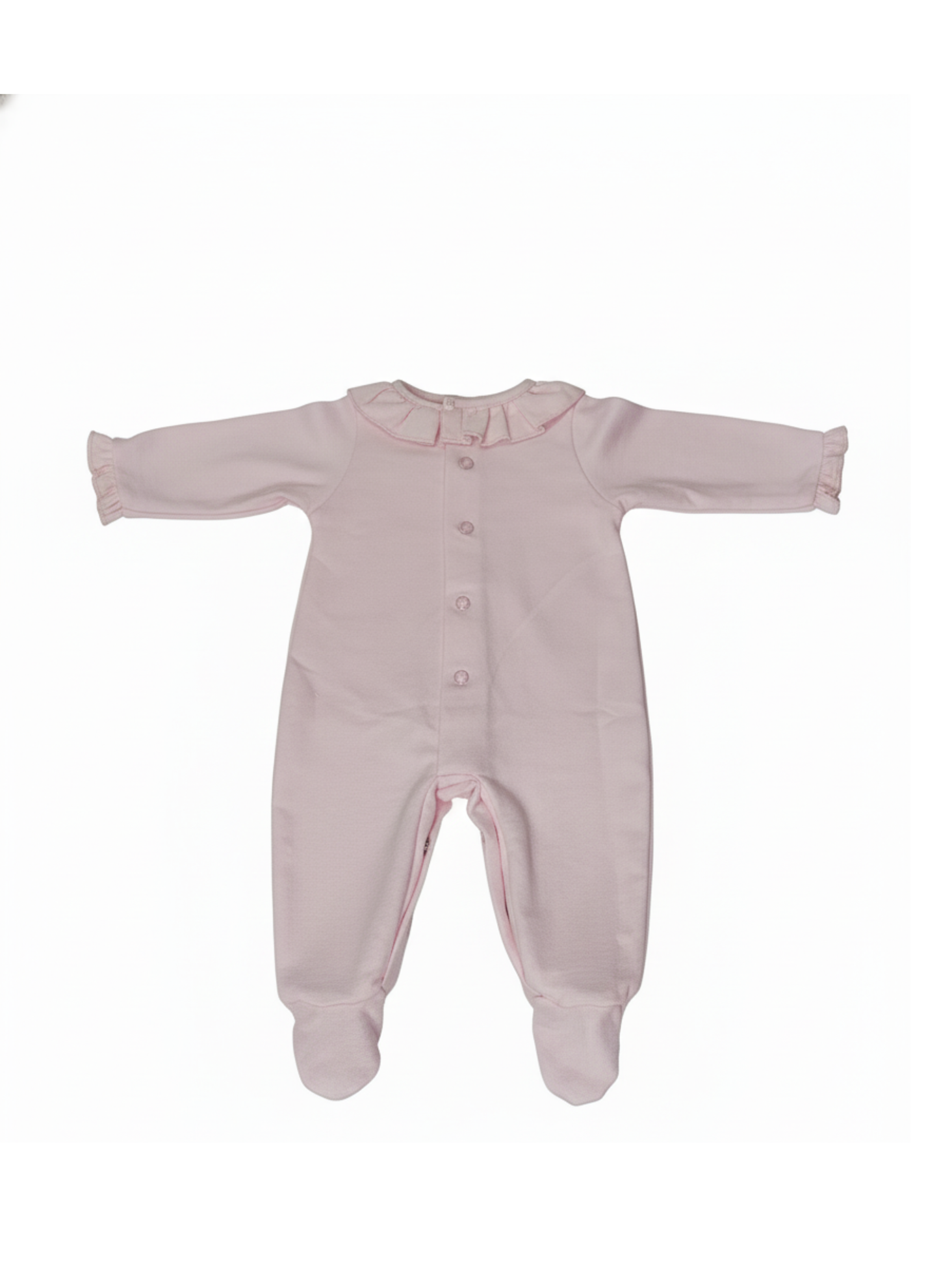 PELELE DE MANGA LARGA ROSA PASTEL CON CUELLO DE VOLANTE